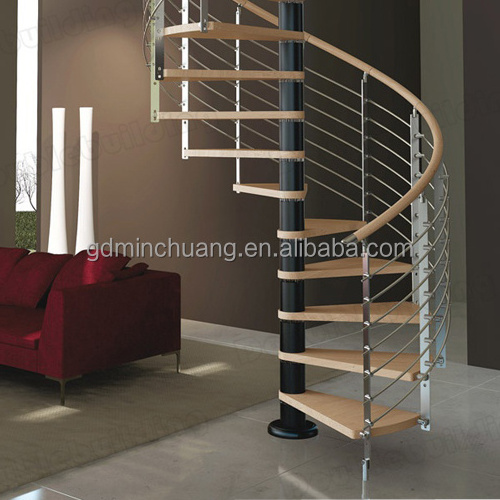 Best Price Offer Manufacturer Spiral Curved Stainless Steel Wood Stairs