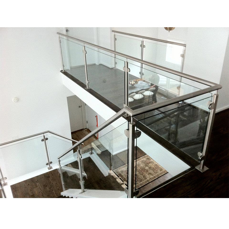 Customized Stainless Steel Balustrade Square Post Glass Railing for Staircase China Manufacture