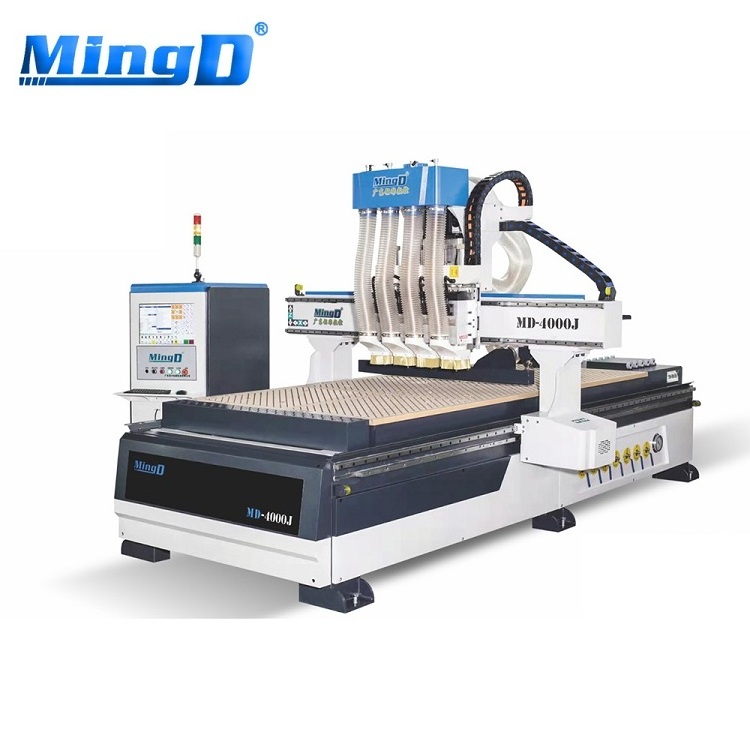 MINGD MD-4000J Multi Head Rotary Cmc Wood Cnc Router 4 Axis 3d Double Gantry Cnc Router Router Machine for Wood Vacuum Table