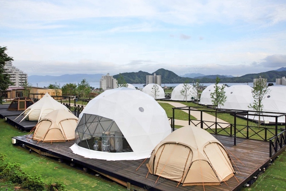 2023 Resort Hotel Waterproof Dome Tent Glamping Tents With Bathroom Eps Dome House Kit