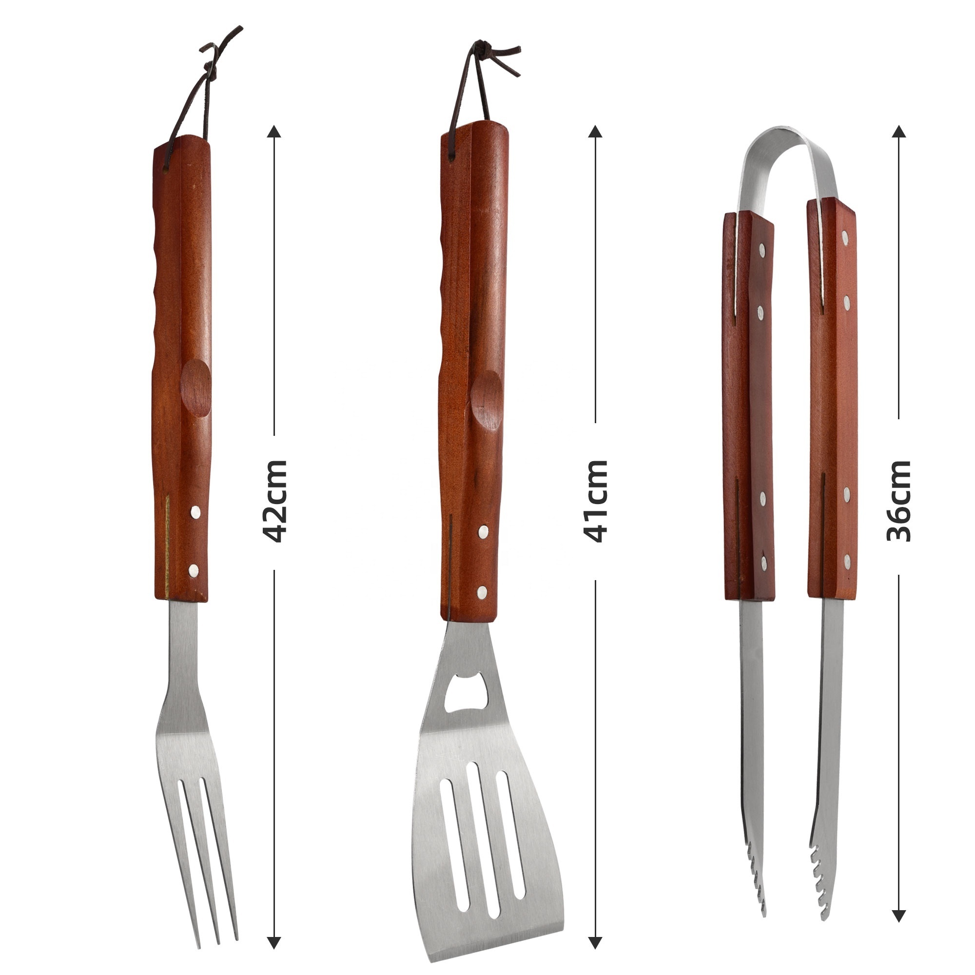 Bbq accessories 5 Pcs Barbecue Fork Tongs Spatula Apron outdoor grill Stainless Steel BBQ Tools Set