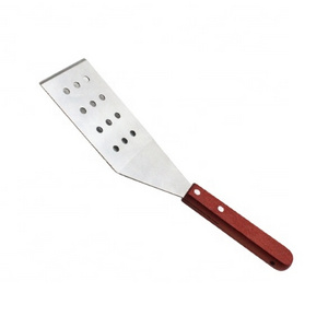 Stainless Steel 2Cr13 Perforated Baking and  Pastry Spatula or Turner or Shovel with Wood Handle