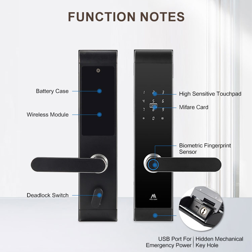 Full Automatic Tuya App Smart Lock Fingerprint Password Rfid Card Wifi App Digital Door Lock