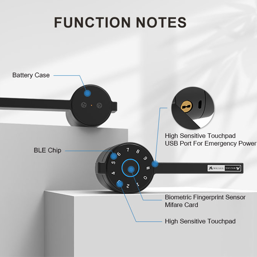 Security Electric Digital Mortise Lock Fingerprint Card Black Smart Lock For Stainless Steel Door