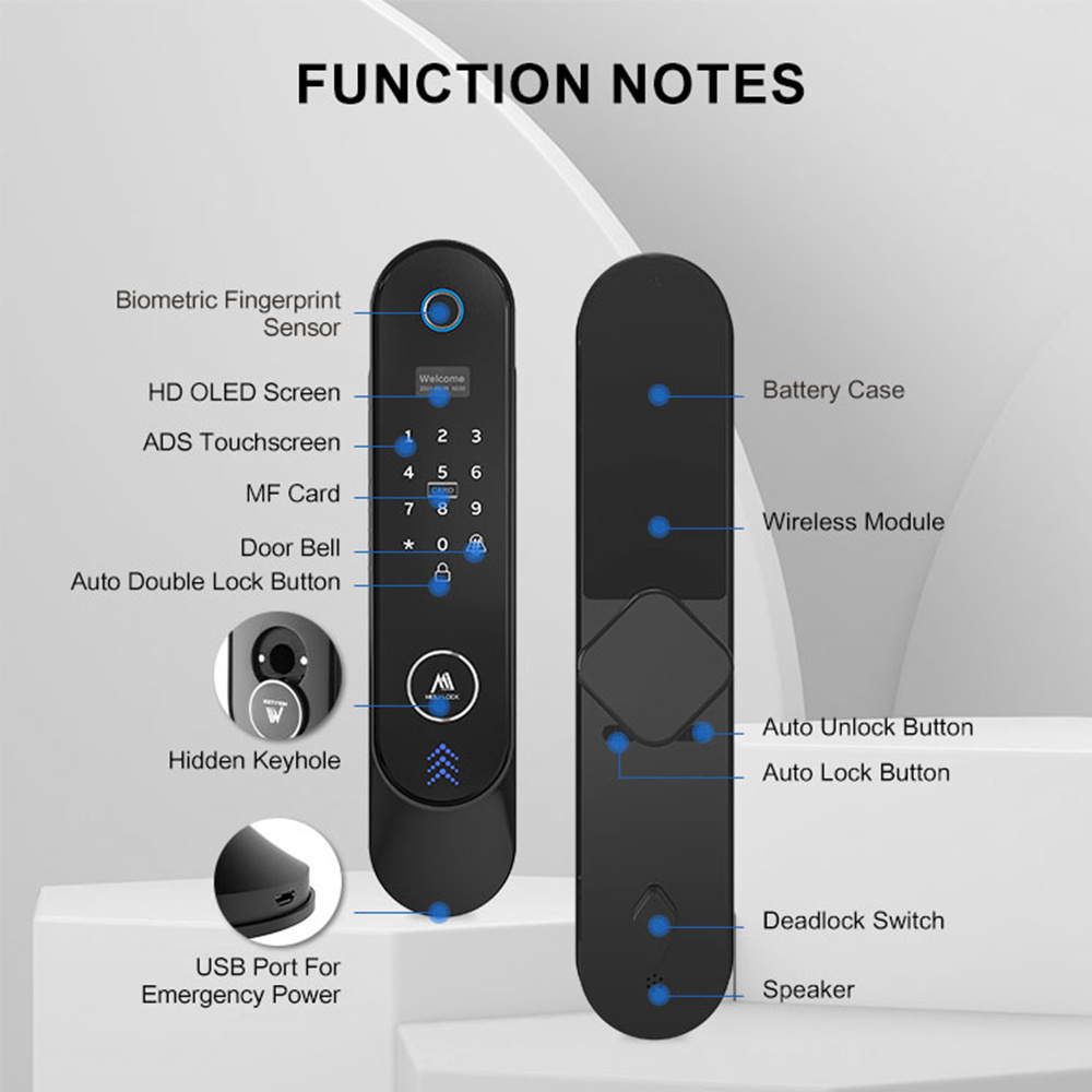 Smart Lock Sliding Glass Door Tuya APP Wifi Fingerprint Electronic Key Smart Lock For Front Door