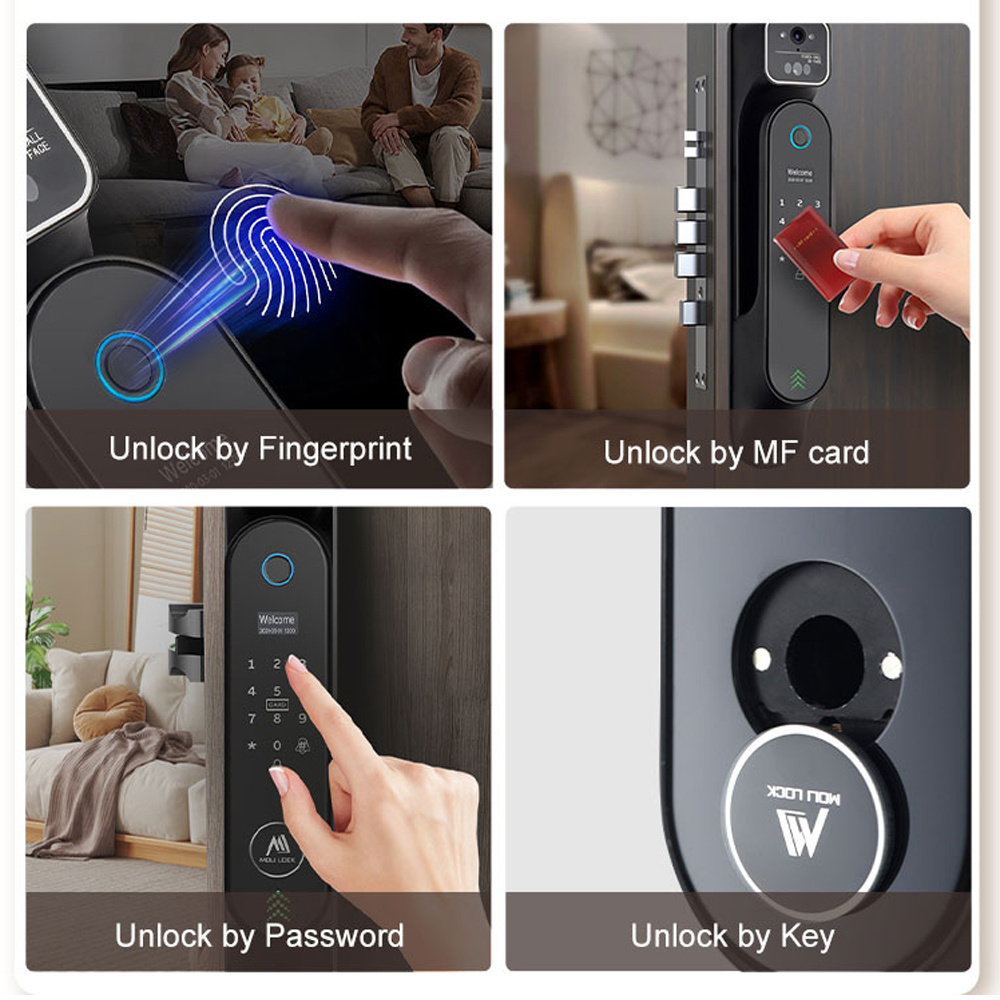 Tuya APP Face Recognition Built in Camera with Keys Security Electric Digital Lock Smart Locks With Usmart Go APP