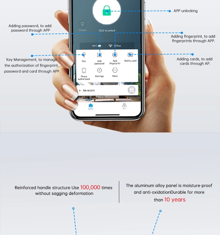 outdoor fingerprint  biometric electronic digital door lock Korean style APP function