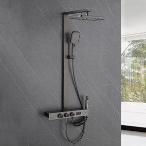 Luxury Gun Grey Smart Digital Bathroom Rain Shower Set Control System Hot And Cold Shower Faucet