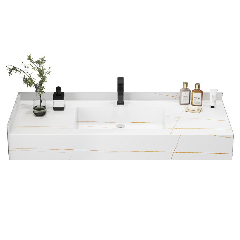 Hotel Floating Marble Ceramic Countertop Integrated Wash Basin Modern Rock Slab Under Counter Bathroom Sink