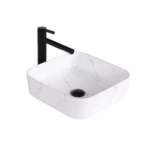 Modern Design Household White Vanity Table Top Wash Basin Thin Edge Bathroom Ceramic Sink