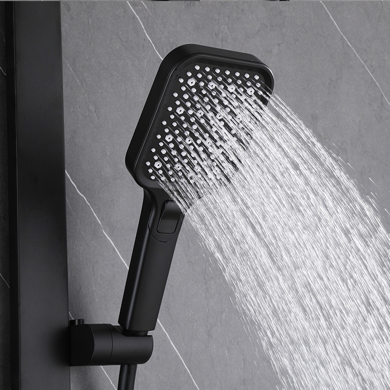 Luxury Bathroom Brass Rain Shower Set Wall Mounted Black Thermostatic Smart Digital Shower Set