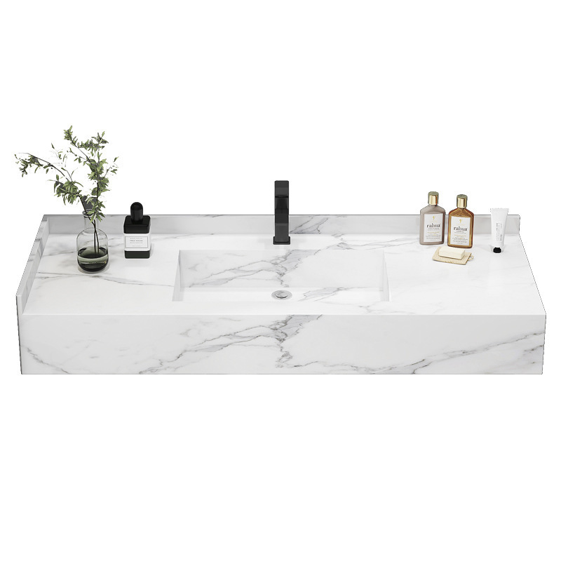 Hotel Floating Marble Ceramic Countertop Integrated Wash Basin Modern Rock Slab Under Counter Bathroom Sink