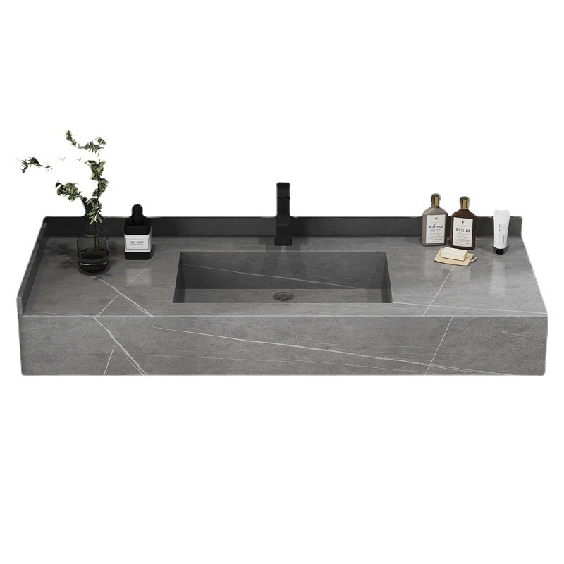 Hotel Floating Marble Ceramic Countertop Integrated Wash Basin Modern Rock Slab Under Counter Bathroom Sink