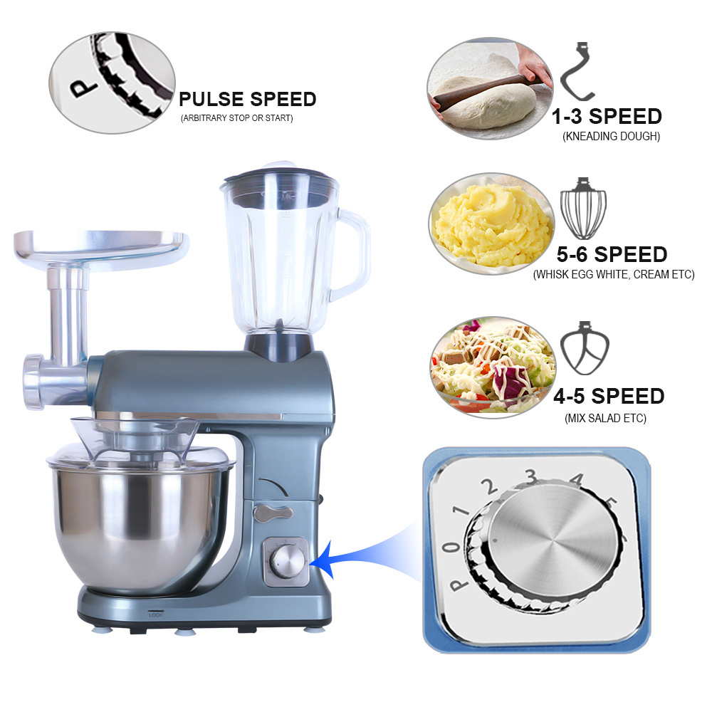 6 IN 1 880w 1200w 1500w baking batidoras para pasteleria food processor chef machine mixeur de cuisine cake mixer