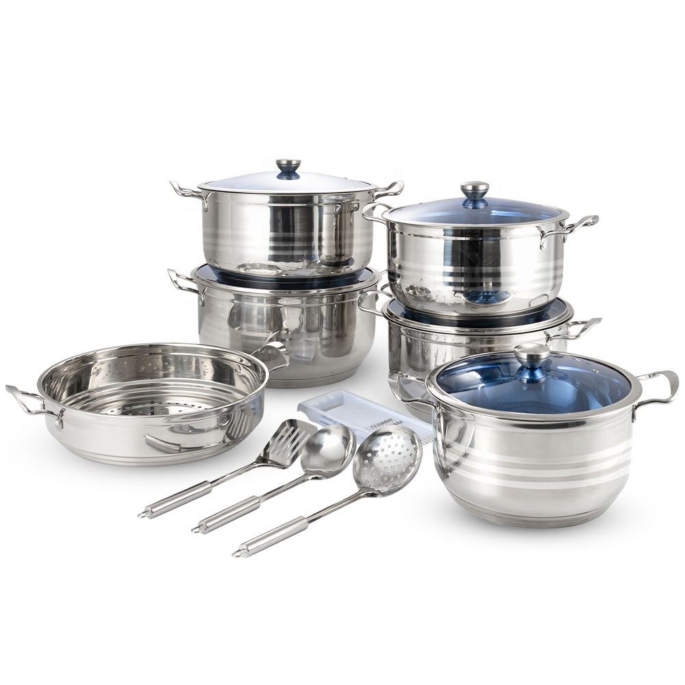 Kitchen Cookware 5 Ply Induction Bottom Cooking Utensils Set Stainless Steel Hot Pot Casserole Set