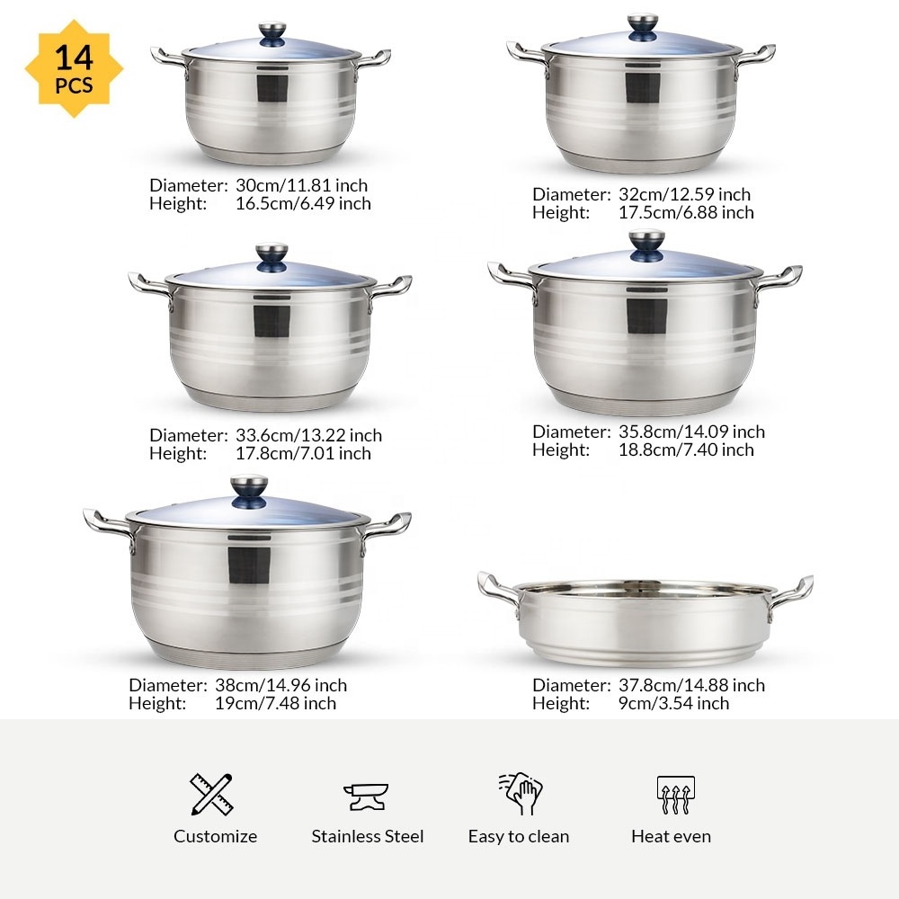 Kitchen Cookware 5 Ply Induction Bottom Cooking Utensils Set Stainless Steel Hot Pot Casserole Set