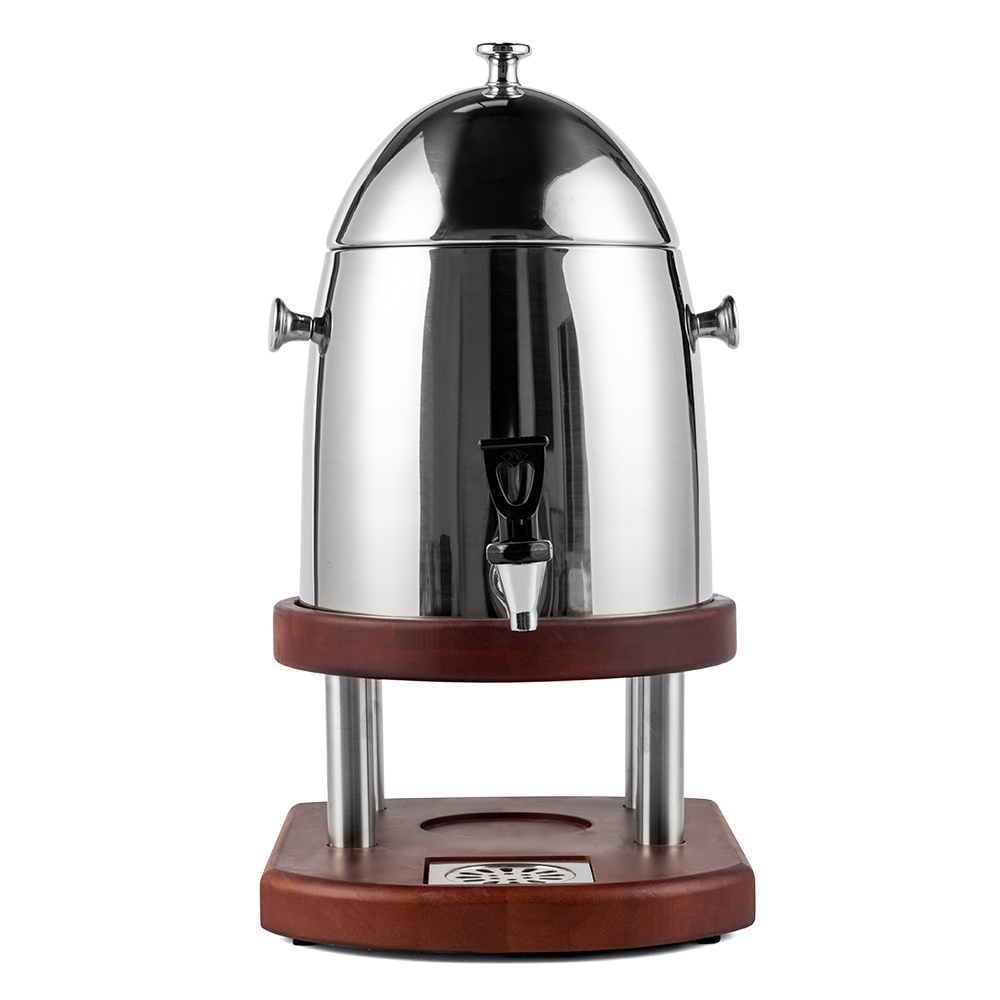 Catering Commercial Electric Stainless Steel 8/12L Single Faucet Hot Water Tea Urn Wooden Base Fruit Coffee Vessel Dispenser