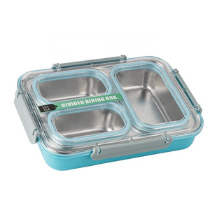 Wholesale Customized 304 Leakproof Sealed Office Adult Bento Food Box 3 & 4 Compartment Stainless Steel Kids Tiffin Lunch Box