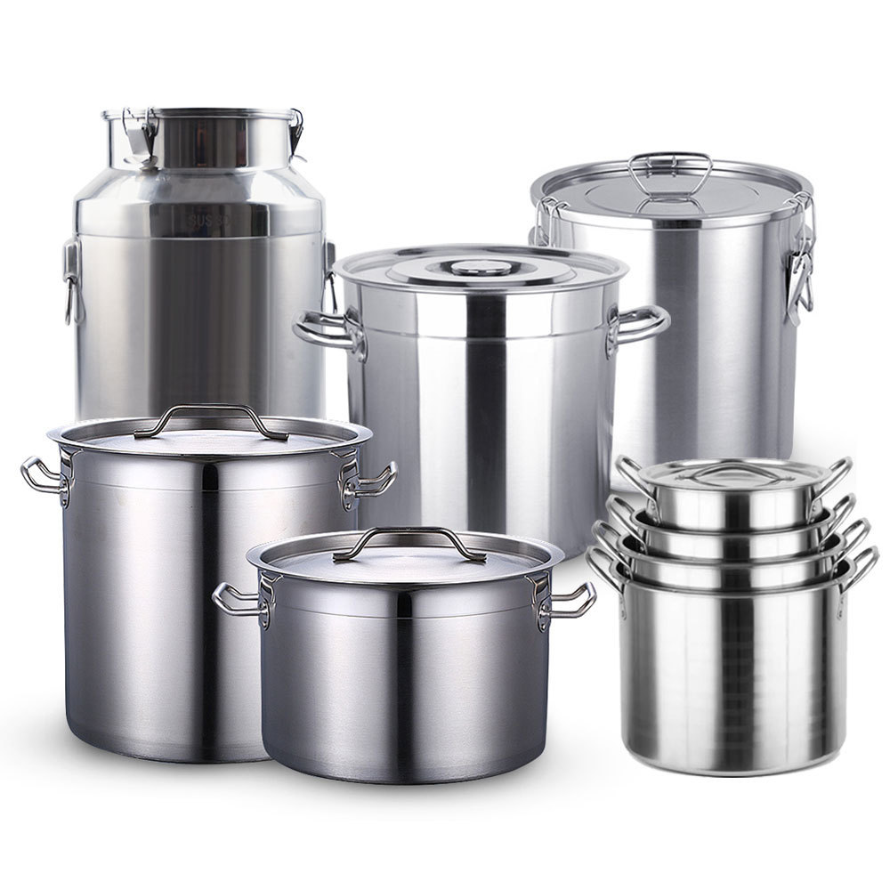 10 Gallon Stainless Steel Soup And Stock Shallow Seafood Cooking Pot Large Soup Pail Stock Pot With Lock Lid And Faucet