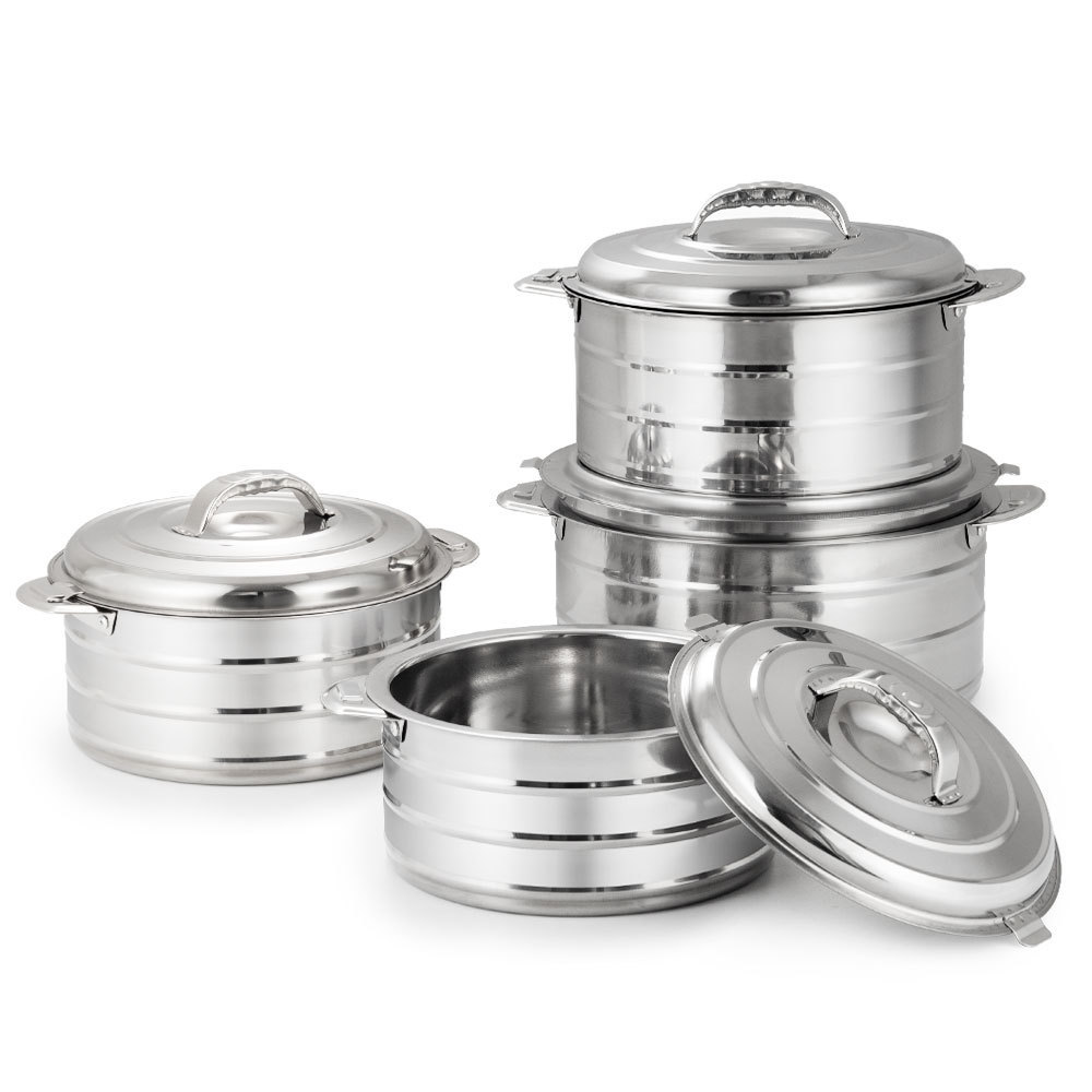 Ollas De Acero Kitchenware Caserol Set Casserol 4 Pcs Stainless Steel Insulated Casserole Pot Food Warmer Containers Set