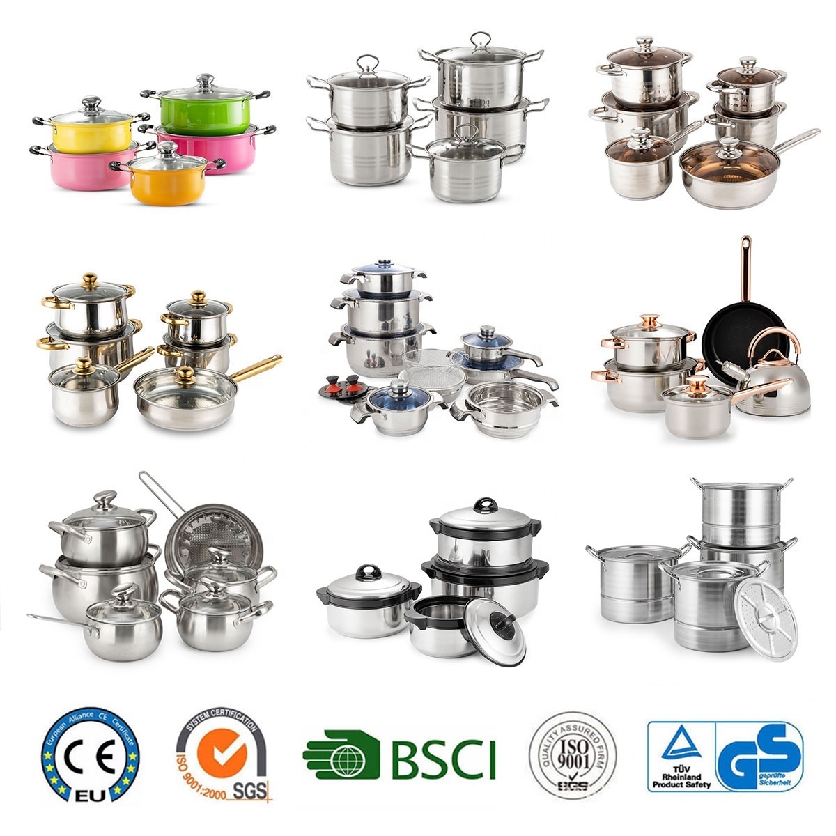 High Quality Ollas De Acero Utensils Set Kitchen Ware Cooking Pot Set Stainless Steel Pots And Pans Non-Stick Cookware Set