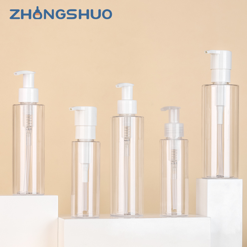 In Stock 100ml plastic pet lotion pump bottle 120ml 150ml 200ml empty 250ml pet foam pump cosmetic bottle for skincare packing