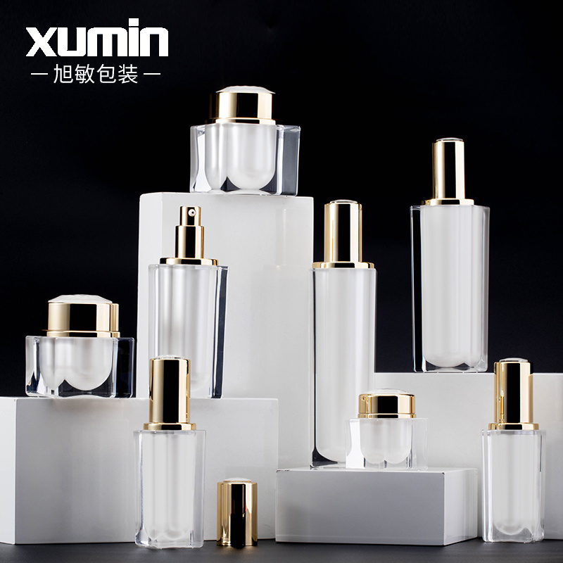 cosmetic plastic acrylic water bottles acrylic milk carton water bottle lotion bottle packaging 15ml 30ml 50ml