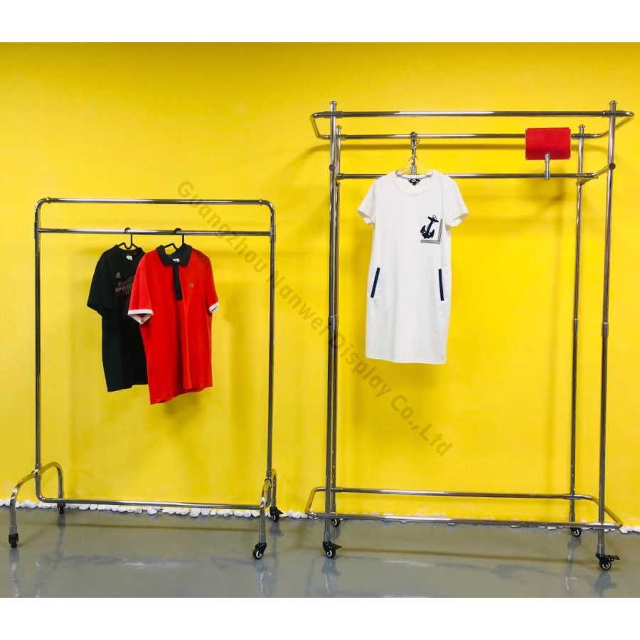 New silver Independent clothing display stand Clothing store special clothing display rack home metal positive side rack