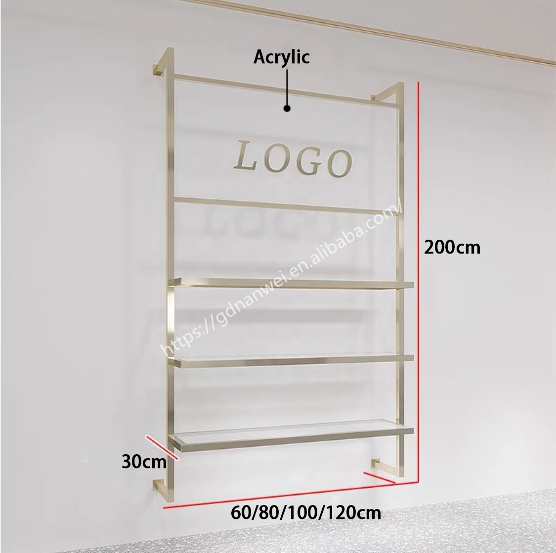 Wholesale Clothing Display Racks Wall Hanging Clothes Boutique Store Display Rack Acrylic Clothing Rack