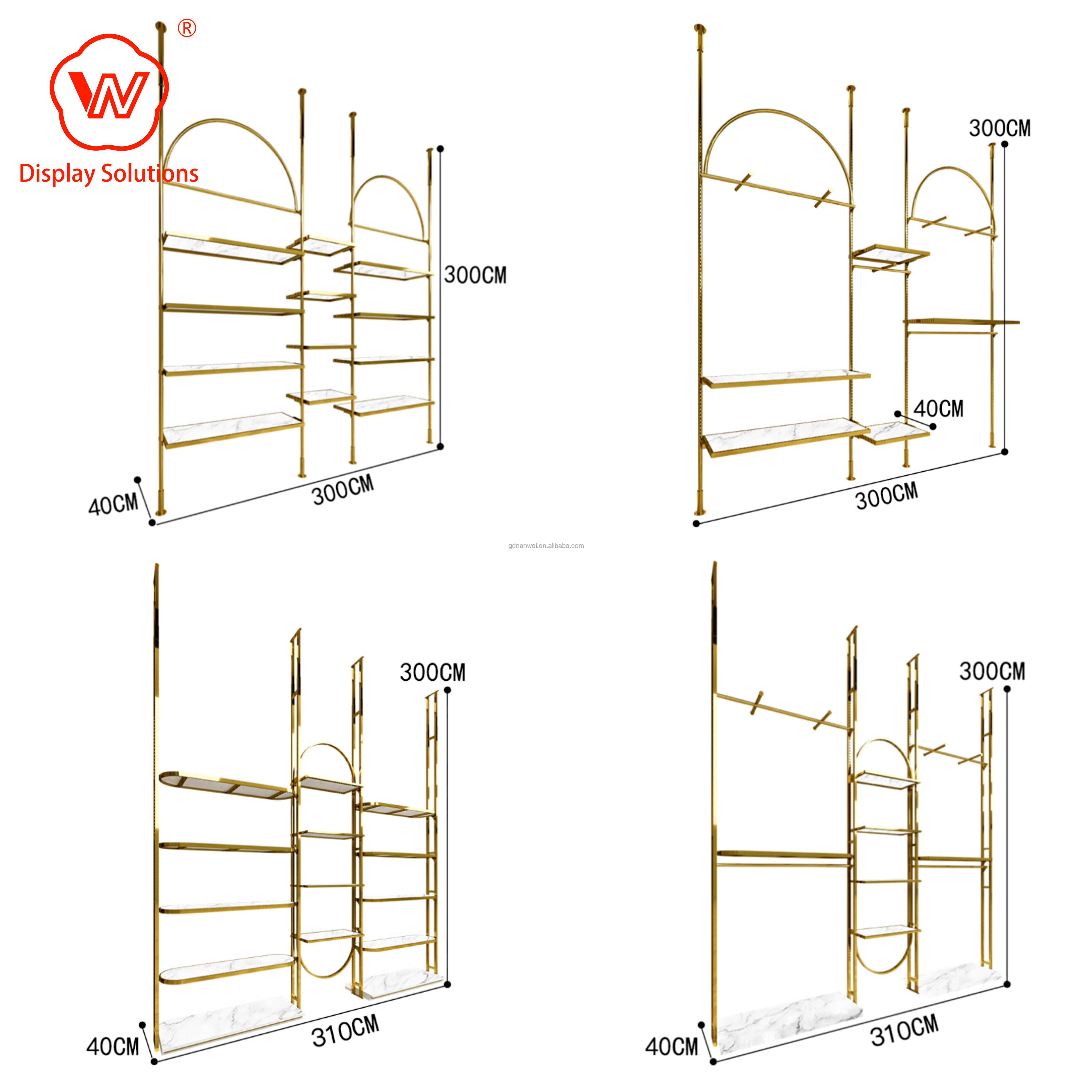 Modern Clothing Store Fixture Retail Shelf Women Wedding Dress Rack Kids Garment Rack White Clothes Racks