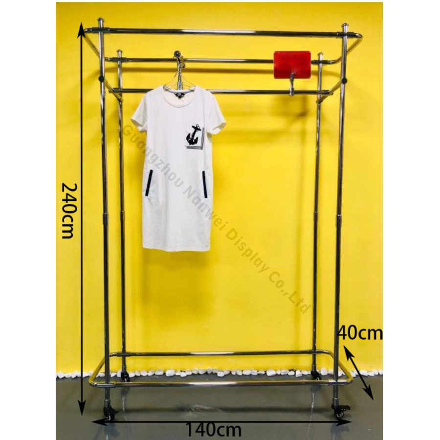 New silver Independent clothing display stand Clothing store special clothing display rack home metal positive side rack