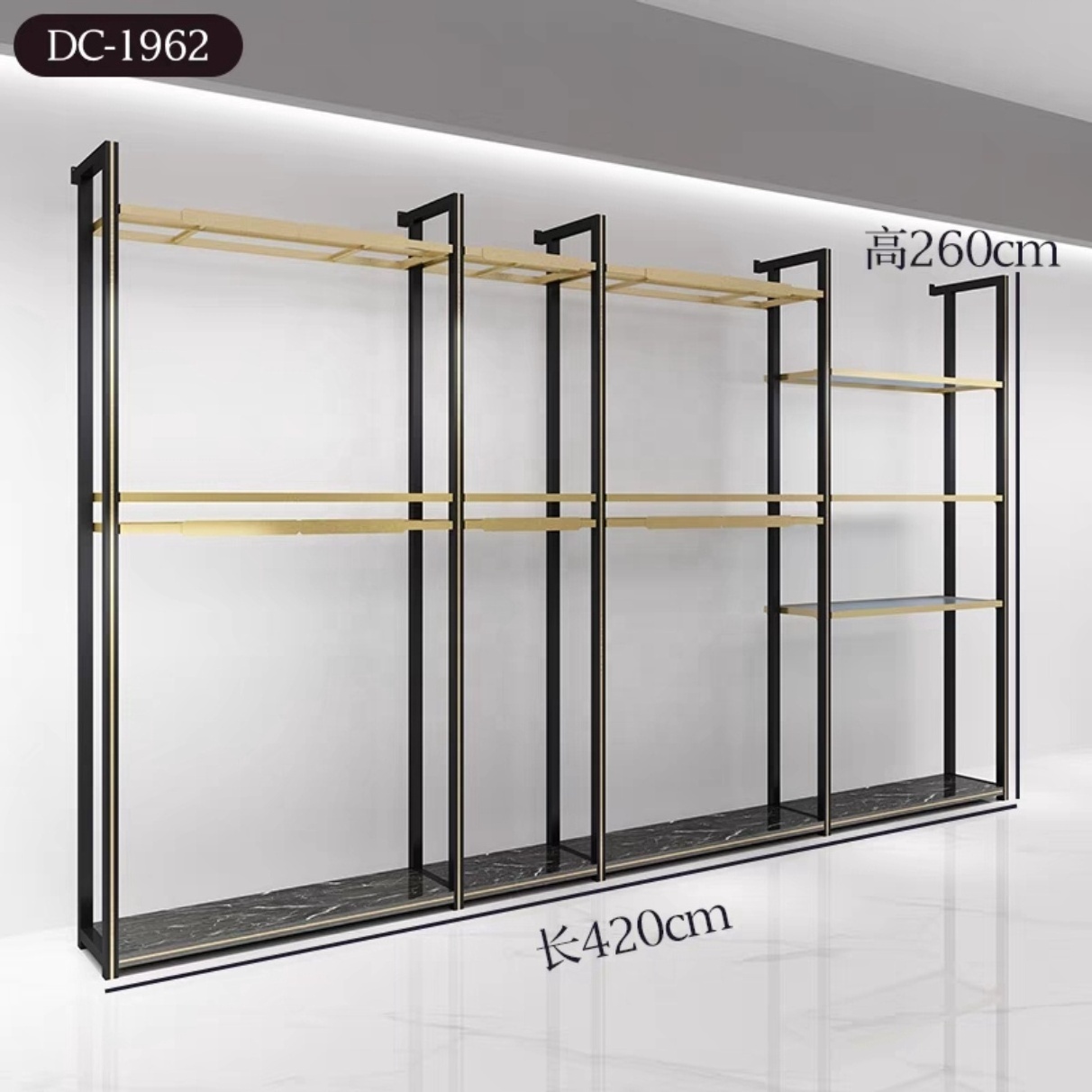 Boutique Gold Wall Mounted Hanger Racks Garment Luxury Clothes Stand Black Wall Clothing Rack