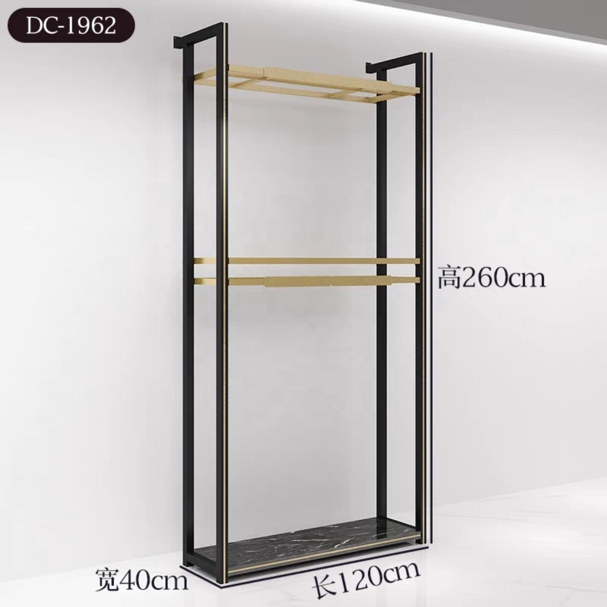 Boutique Gold Wall Mounted Hanger Racks Garment Luxury Clothes Stand Black Wall Clothing Rack