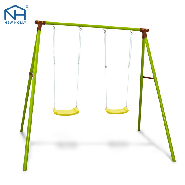 Park playgrounds kids plastic play steel garden outdoor double seat swing  Child swing