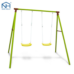 Park playgrounds kids plastic play steel garden outdoor double seat swing  Child swing