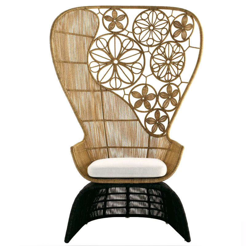 High back cicada wing outdoor wicker chair furniture