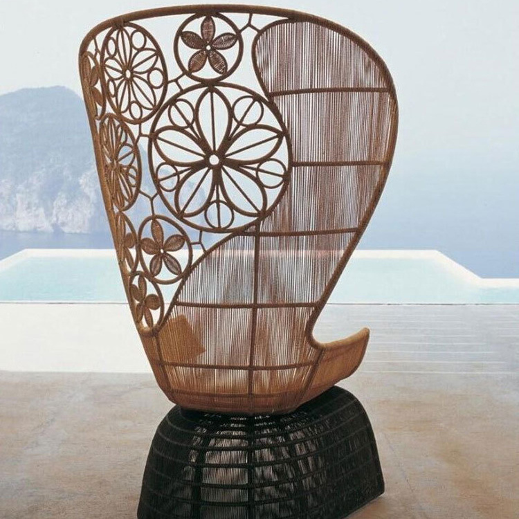 High back cicada wing outdoor wicker chair furniture