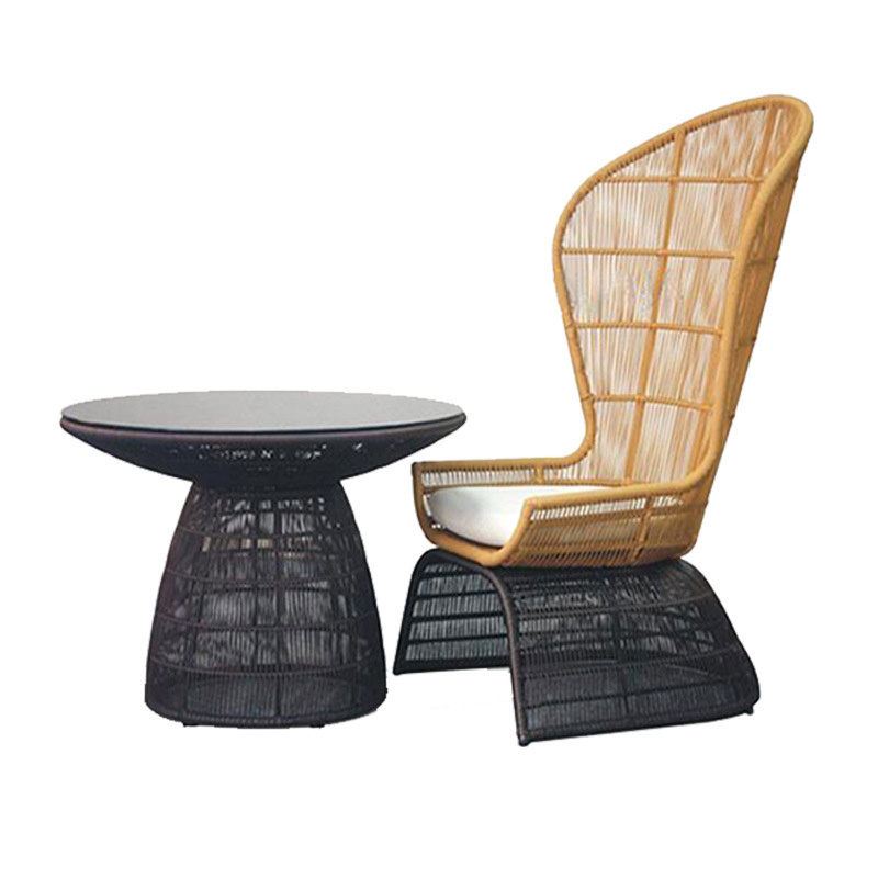 High back cicada wing outdoor wicker chair furniture