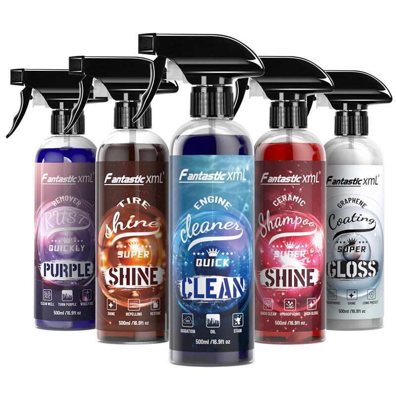 Car Cleaning Kit 5 Piece Best Value car care products kit Shampoo Wheel Cleaner  Glass Cleaner Tire Shine Spray Car Wash Kit