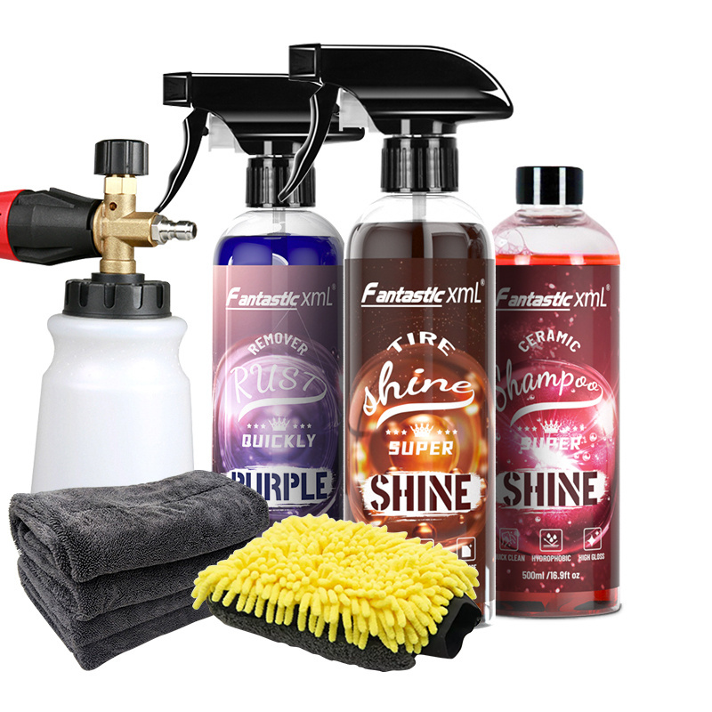 Car Cleaning Kit 5 Piece Best Value Car Detailing Kit  Shampoo car cleaning set Glass Tire Shine Spray Wash Kit