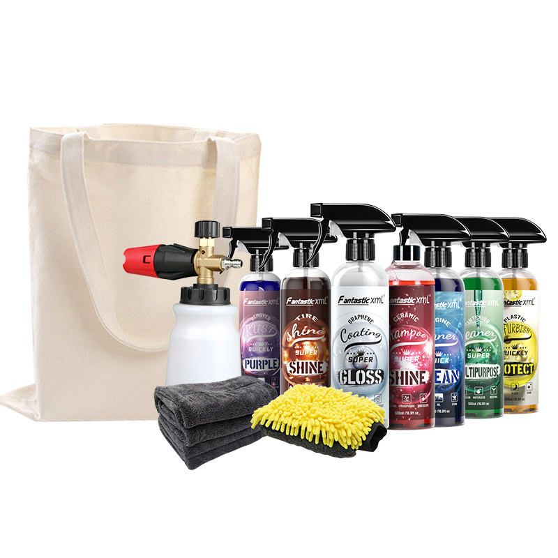 Car Cleaning Kit with Wash Soap Shampoo Tire Shine 16oz Car Care Cleaning 8 Items car care products kit