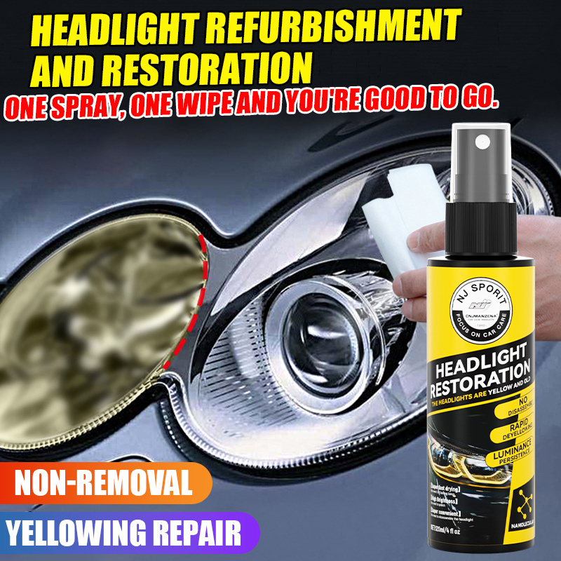 Professional Permanent Head Light Restor/headlight Cleaner/120ml Car Lens Repair Tool Kits