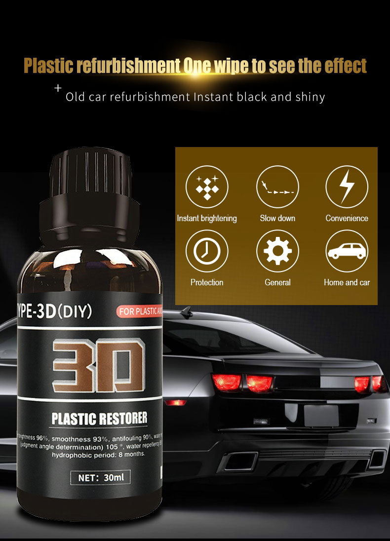 Plastic Nano Refreshing Coating Back To Black Car Plastic Restorer Plastic Revitalizing Coating Agent 30ML