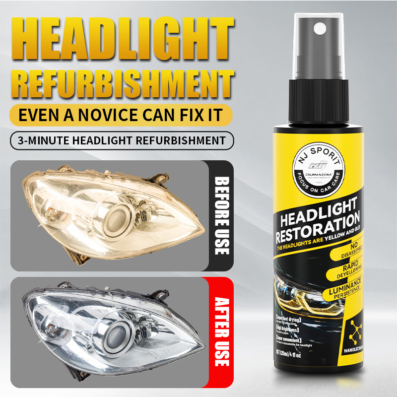 Professional Permanent Head Light Restor/headlight Cleaner/120ml Car Lens Repair Tool Kits