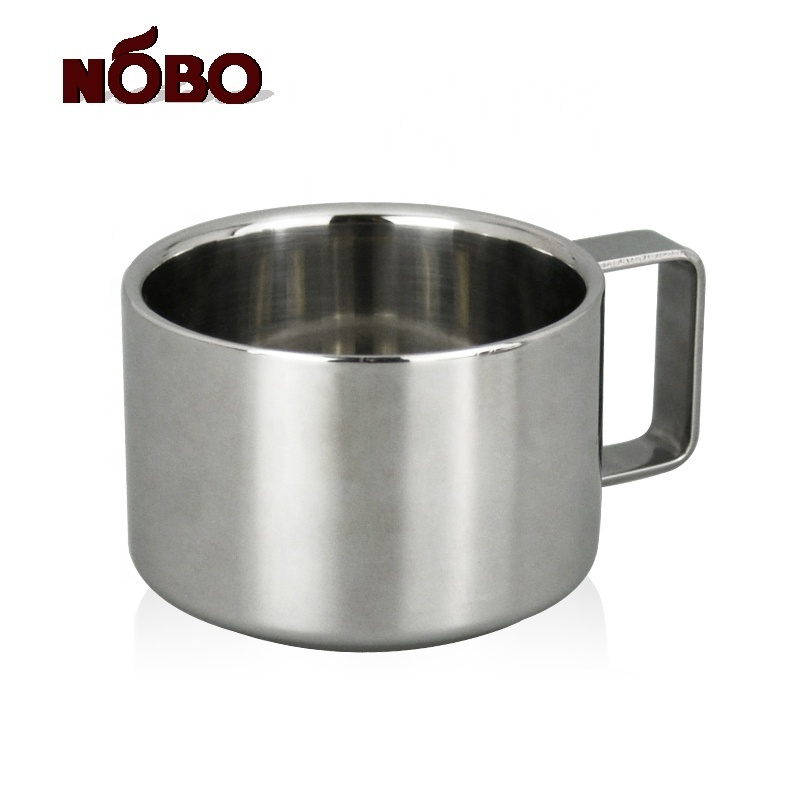 NOBO Customized logo Insulated Espresso Cup Set Stainless Steel Tea Cups and Saucer With Spoon