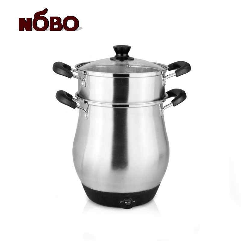 NOBO Cheap Price Lao Rice Steam Cooker Stainless Steel Electric Food Steamer with Glass Lids