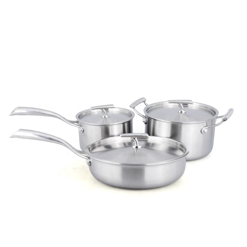 NOBO Heavy Duty Surgical Stainless Steel German Style Tri-ply Cookware Sets with Food Grade Material