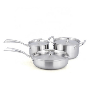 NOBO Heavy Duty Surgical Stainless Steel German Style Tri-ply Cookware Sets with Food Grade Material