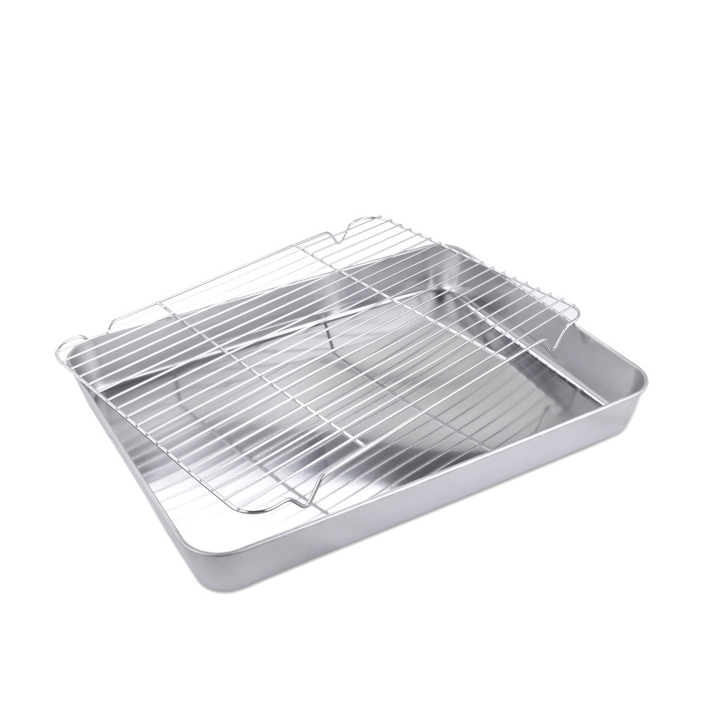 Custom rectangle metal mesh stainless steel cookie baking sheet oven tray roaster pan