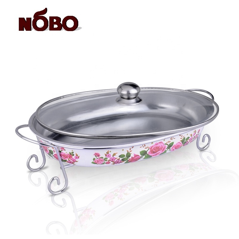 NOBO Factory price chef oval chafing dish set stainless steel buffet warmer serving food dish